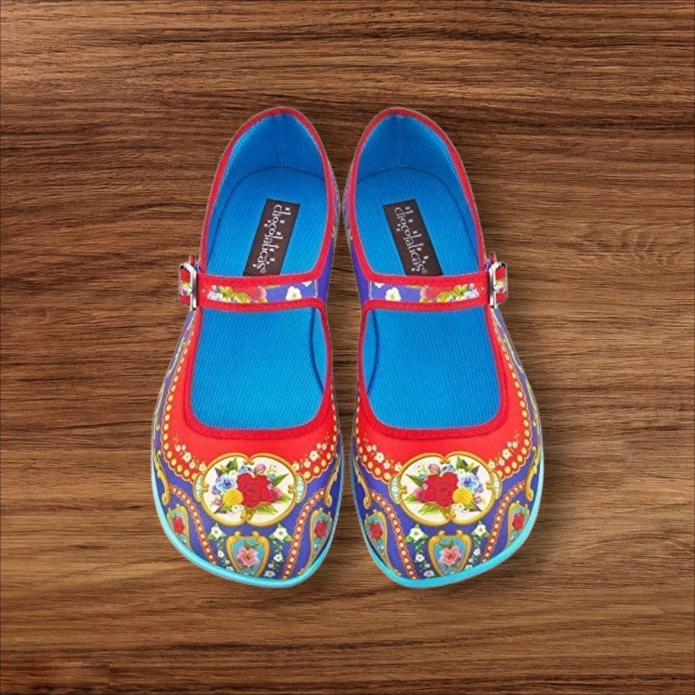 Hot Chocolate Design Floral Red Mary Jane Flats for Women